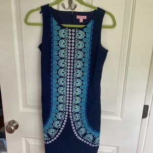 blue-patterned lilly pulitzer embroidered dress (0)